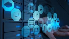 Blaue, digital Symbole, die eine drahtlose Übertragung von Daten darstellen.