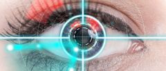 Sicherheits-Iris-Scanner am menschlichen Auge.