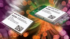 Zwei LTE-Module auf buntem Hintergrund. 