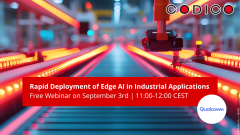 A graphic with an industrial production in the background and in the front the webinar title.